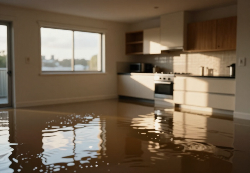 Flooded warehouse in Kogarah Bay before water extraction